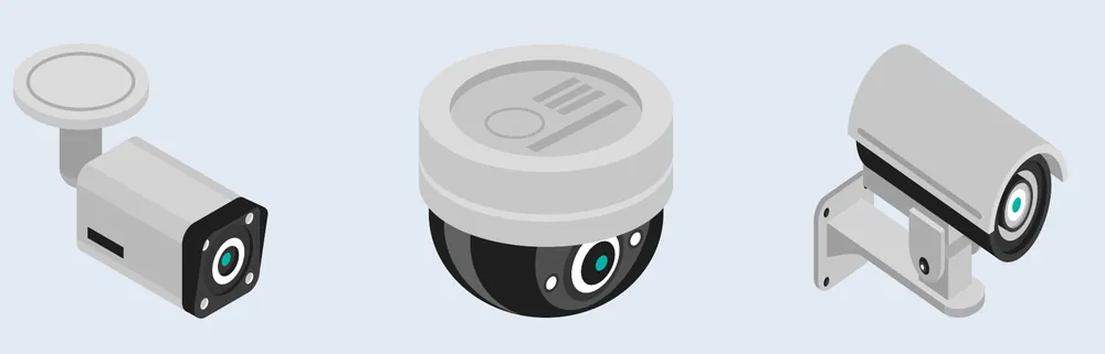 Ilustrim: kamera bullet, dome dhe muri
